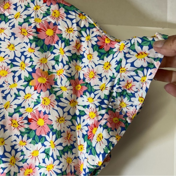 Kirundo Ruffle Short Sleeve Floral Loose Pleated Mini Dress SZ S - Picture 7 of 12